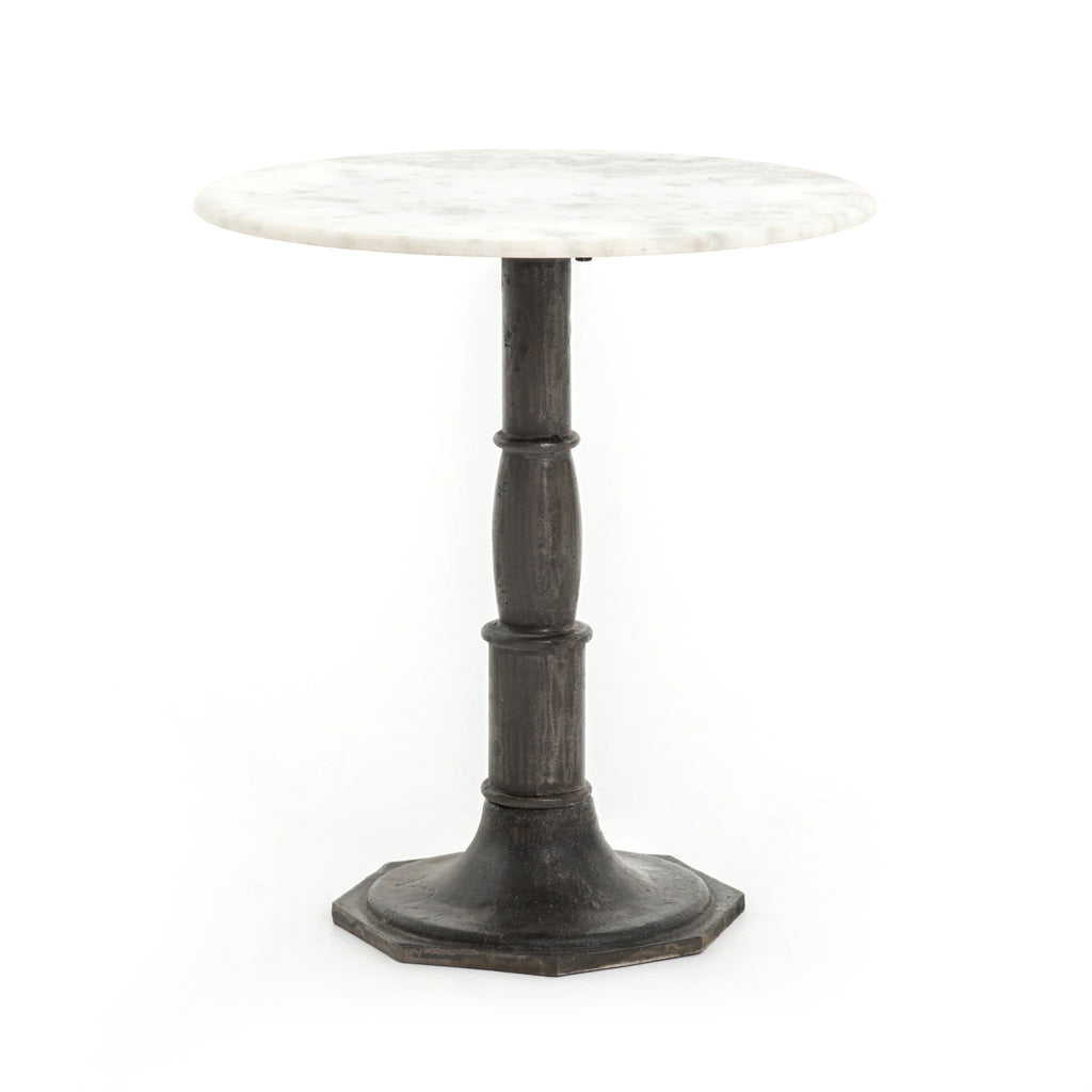 Noble white marble black iron end table