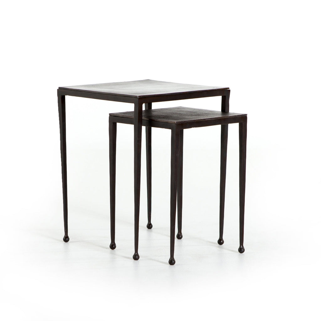 Garnet Nesting End Table rust brown aluminum top iron frame modern simplistic design main view