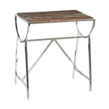 Strewe End Table made of reclaimed wood and metal comes in rustic brown and chrome finish