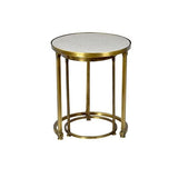 Weiss End Table antique brass metal white marble slab top