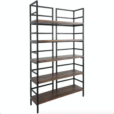 Taron Bookshelf mango wood mocha brown black metal iron frame industrial main view