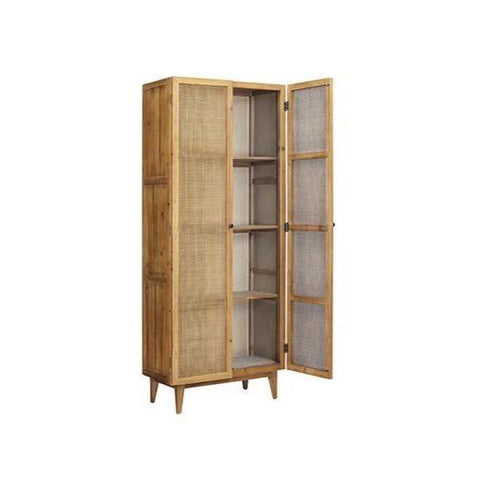 Juno Cabinet honey brown reclaimed pine wood frame rattan cabinets