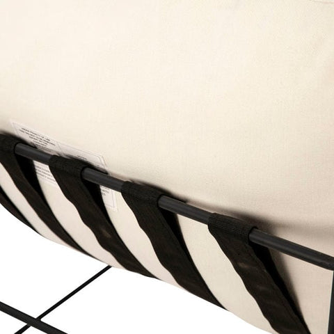 Avaz Chair white cotton linen blend upholstery black metal frame