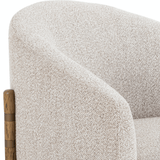 Sorela Chair sand ivory polyester cotton blend brown oak wood frame bronze iron back zoomed