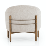 Sorela Chair sand ivory polyester cotton blend brown oak wood frame bronze iron back seat