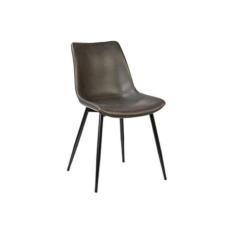 Camille grey bonded leather metal bar stool angle view