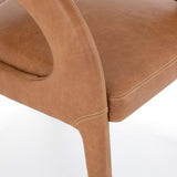 Drexel Dining Chair butterscotch brown top grain leather oak wood frame sustainable zoomed