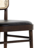 Nobu Dining Chair natural cane backing dark brown ash wood frame polyfoam polyester seat angled view