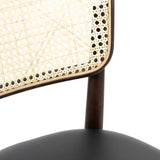 Nobu Dining Chair natural cane backing dark brown ash wood frame polyfoam polyester seat backing view