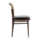 Nobu Dining Chair natural cane backing dark brown ash wood frame polyfoam polyester seat side