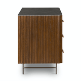 Faydon Dresser solid oak dresser smoked brown iron gunmetal grey legs bluestone marble top rustic style side