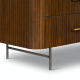 Faydon Dresser solid oak dresser smoked brown iron gunmetal grey legs bluestone marble top rustic style base