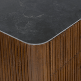 Faydon Dresser solid oak dresser smoked brown iron gunmetal grey legs bluestone marble top rustic style top
