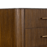 Faydon Tall Dresser solid oak dresser smoked brown iron gunmetal grey legs bluestone marble top rustic style handles