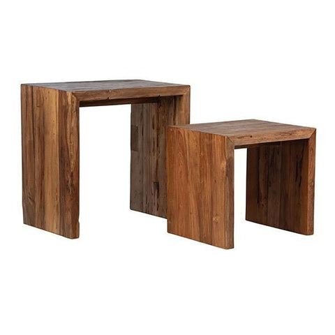 Cintra End Table natural reclaimed teak wood brown finish modern