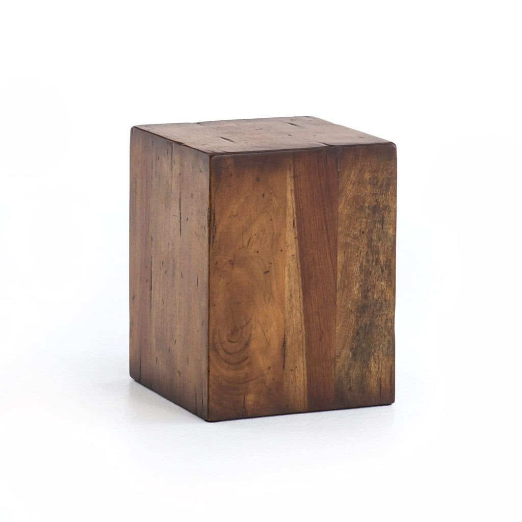 Porter End Table reclaimed fruitwood natural brown square modern design