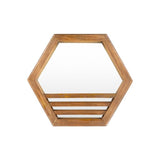 Riad Mirror trendy brown wood frame hexagon wall product