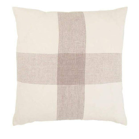 Powder White Pillow linen grey patterned stitched textile