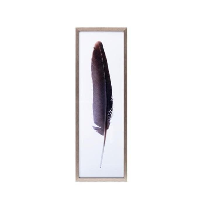 Feather Print purple white brown wood canvas made wall product