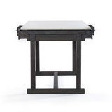 Kaitlyn Kitchen Island made of black wood and white marble with brass accents