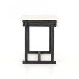 Kaitlyn Kitchen Island made of black wood and white marble with brass accents