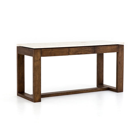 Lewis bar counter table white marble acacia wood