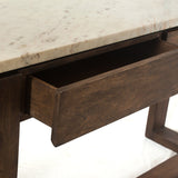 Lewis bar counter table white marble acacia wood