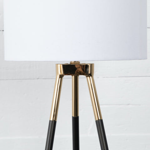 Dayne pyramid table lamp brass gunmetal white shade