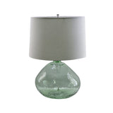 Jade Table Lamp green glass base ivory linen shade