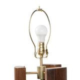 Migo Floor Lamp natural brown walnut wood stainless steel antique brass rods top view
