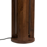  Migo Floor Lamp natural brown walnut wood stainless steel antique brass rods base view