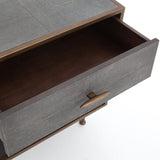 Titus Nightstand resin exterior iron details brass grey finish drawer
