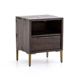 Whitney dark reclaimed wood brass nightstand 