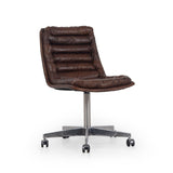 Draper Desk Chair made of stainless steel and Top Grain Leather in antique whiskey
