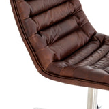 Draper Desk Chair made of stainless steel and Top Grain Leather in antique whiskey