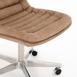 Draper Desk Chair made of stainless steel and Top Grain Leather in coffee brown