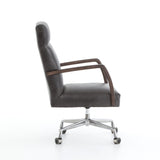 Fullerton black leather oak desk chair
