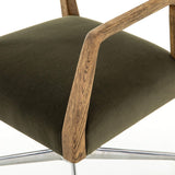 Westin green velvet swivel desk chair distressed oak arm