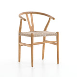 Wegner teak wood woven outdoor dining chair natural brown
