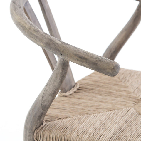 Wegner teak wood woven outdoor dining chair grey