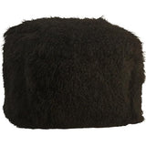 Mohair Pouf made of tibetan lamb fur in raven black  hand made