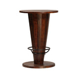 Essex Pub Table brown hardwood v shape table with iron black footrest