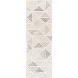 Harmony ivory grey geometric wool rug runner