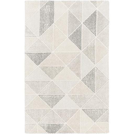Harmony ivory grey geometric wool rug standard