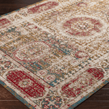 Knight red blue acrylic traditional faded rug 