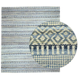 Nadine Denim Rug blue ivory wool denim style handwoven textile