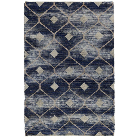 Parrish blue tan wool jute rug