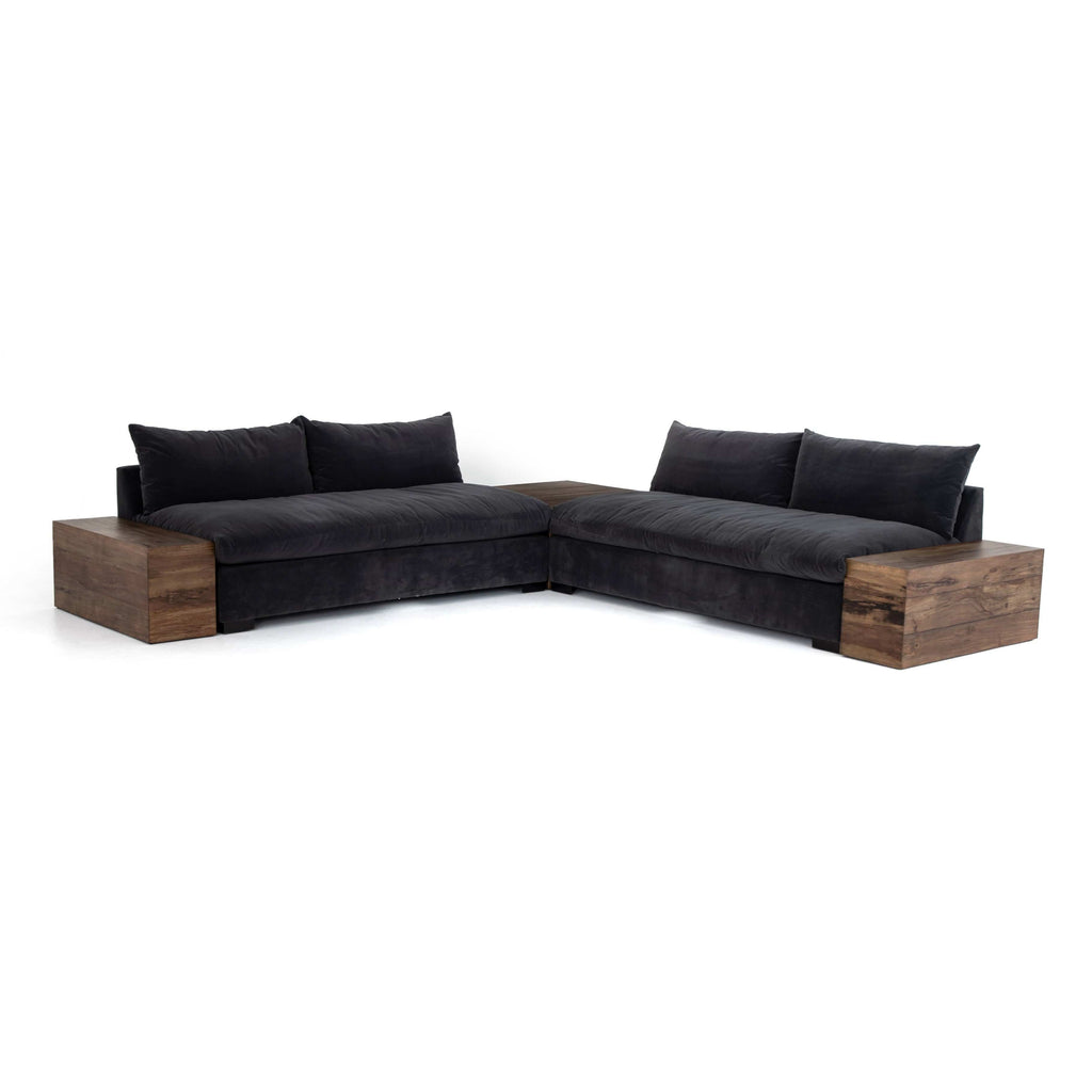 Roscoe charcoal performance fabric armless sectional 2 piece 