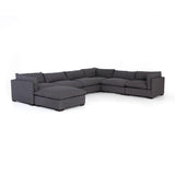 Wilcox 6-Piece Sectional + Ottoman Charcoal Angled Frontview