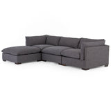 Wilcox 3-Piece Sectional + Ottoman Charcoal Angled Frontview